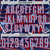 Custom Navy Light Blue Red-White Abstract Geometric Stripes Sports Sublimation Soccer Uniform Jersey