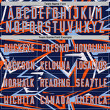 Custom Navy Light Blue Orange-White Abstract Geometric Stripes Sports Sublimation Soccer Uniform Jersey