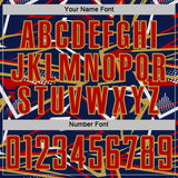 Custom Navy Red Old Gold-White Abstract Geometric Stripes Sports Sublimation Soccer Uniform Jersey
