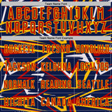 Custom Navy Red Gold-White Abstract Geometric Stripes Sports Sublimation Soccer Uniform Jersey