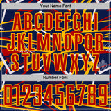 Custom Navy Red Gold-White Abstract Geometric Stripes Sports Sublimation Soccer Uniform Jersey