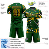 Custom Green Black Gold-White Abstract Geometric Stripes Sports Sublimation Soccer Uniform Jersey