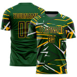 Custom Green Black Gold-White Abstract Geometric Stripes Sports Sublimation Soccer Uniform Jersey