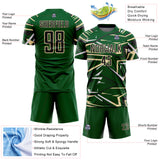 Custom Green Black Cream-White Abstract Geometric Stripes Sports Sublimation Soccer Uniform Jersey