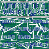 Custom Kelly Green Royal-White Abstract Geometric Stripes Sports Sublimation Soccer Uniform Jersey