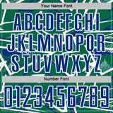 Custom Kelly Green Royal-White Abstract Geometric Stripes Sports Sublimation Soccer Uniform Jersey