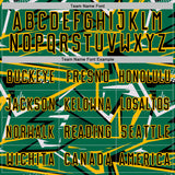 Custom Kelly Green Black Gold-White Abstract Geometric Stripes Sports Sublimation Soccer Uniform Jersey