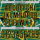 Custom Kelly Green Black Gold-White Abstract Geometric Stripes Sports Sublimation Soccer Uniform Jersey