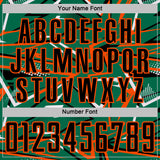 Custom Kelly Green Black Orange-White Abstract Geometric Stripes Sports Sublimation Soccer Uniform Jersey