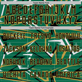 Custom Kelly Green Black Old Gold-White Abstract Geometric Stripes Sports Sublimation Soccer Uniform Jersey