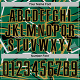 Custom Kelly Green Black Old Gold-White Abstract Geometric Stripes Sports Sublimation Soccer Uniform Jersey