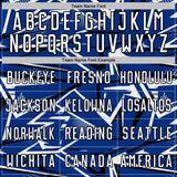 Custom Royal White-Black Abstract Geometric Stripes Sports Sublimation Soccer Uniform Jersey