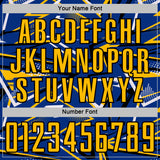 Custom Royal Gold Black-White Abstract Geometric Stripes Sports Sublimation Soccer Uniform Jersey