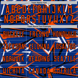 Custom Royal Orange Black-White Abstract Geometric Stripes Sports Sublimation Soccer Uniform Jersey