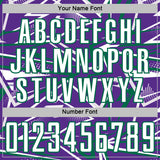 Custom Purple White-Kelly Green Abstract Geometric Stripes Sports Sublimation Soccer Uniform Jersey