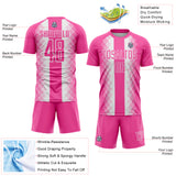 Custom Pink White Zigzag Diamond Stripe Sports Sublimation Soccer Uniform Jersey