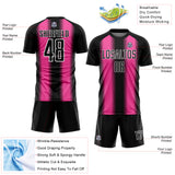 Custom Black Pink-White Zigzag Diamond Stripe Sports Sublimation Soccer Uniform Jersey