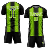 Custom Black Neon Green-White Zigzag Diamond Stripe Sports Sublimation Soccer Uniform Jersey