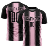 Custom Black Light Pink Zigzag Diamond Stripe Sports Sublimation Soccer Uniform Jersey