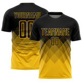 Custom Black Yellow Gradient Diamond Diagonal Lines Sports Sublimation Soccer Uniform Jersey