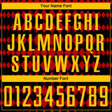 Custom Black Yellow-Red Diamond Harlequin Check Sports Sublimation Soccer Uniform Jersey