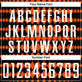 Custom Black White-Orange Diamond Harlequin Check Sports Sublimation Soccer Uniform Jersey