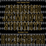 Custom Black Steel Gray-Old Gold Diamond Harlequin Check Sports Sublimation Soccer Uniform Jersey