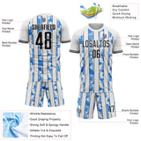 Custom White Black-Light Blue Camo Stripe Sports Sublimation Soccer Uniform Jersey