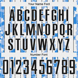 Custom White Black-Light Blue Camo Stripe Sports Sublimation Soccer Uniform Jersey