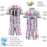 Custom White Black Light Blue-Pink Camo Stripe Sports Sublimation Soccer Uniform Jersey