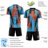 Custom Sky Blue Orange-Black Diagonal Stripe Sports Sublimation Soccer Uniform Jersey