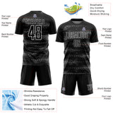 Custom Black White Streamline Wave Cyberpunk Neon Tech Sports Sublimation Soccer Uniform Jersey