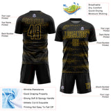 Custom Black Yellow Streamline Wave Cyberpunk Neon Tech Sports Sublimation Soccer Uniform Jersey