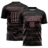 Custom Black Medium Pink Streamline Wave Cyberpunk Neon Tech Sports Sublimation Soccer Uniform Jersey