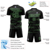 Custom Black Pea Green Streamline Wave Cyberpunk Neon Tech Sports Sublimation Soccer Uniform Jersey