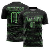 Custom Black Pea Green Streamline Wave Cyberpunk Neon Tech Sports Sublimation Soccer Uniform Jersey