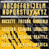 Custom Black Gold-White Gradient Claw Mark Splatter Sports Sublimation Soccer Uniform Jersey