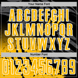 Custom Black Gold-White Gradient Claw Mark Splatter Sports Sublimation Soccer Uniform Jersey