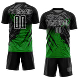 Custom Black White-Grass Green Gradient Claw Mark Splatter Sports Sublimation Soccer Uniform Jersey