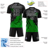 Custom Black White-Grass Green Gradient Claw Mark Splatter Sports Sublimation Soccer Uniform Jersey