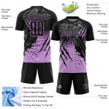 Custom Black Light Purple Gradient Claw Mark Splatter Sports Sublimation Soccer Uniform Jersey