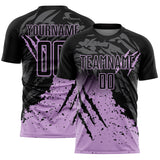 Custom Black Light Purple Gradient Claw Mark Splatter Sports Sublimation Soccer Uniform Jersey