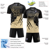 Custom Black Cream Gradient Claw Mark Splatter Sports Sublimation Soccer Uniform Jersey