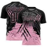 Custom Black Light Pink Gradient Claw Mark Splatter Sports Sublimation Soccer Uniform Jersey