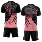 Custom Black Medium Pink Gradient Claw Mark Splatter Sports Sublimation Soccer Uniform Jersey