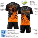 Custom Black Bay Orange Gradient Claw Mark Splatter Sports Sublimation Soccer Uniform Jersey