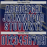 Custom Navy White-Crimson Gradient Claw Mark Splatter Sports Sublimation Soccer Uniform Jersey