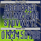 Custom Navy White-Neon Green Gradient Claw Mark Splatter Sports Sublimation Soccer Uniform Jersey