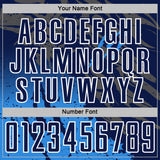 Custom Navy White-Powder Blue Gradient Claw Mark Splatter Sports Sublimation Soccer Uniform Jersey