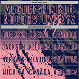 Custom Navy Medium Pink Gradient Claw Mark Splatter Sports Sublimation Soccer Uniform Jersey